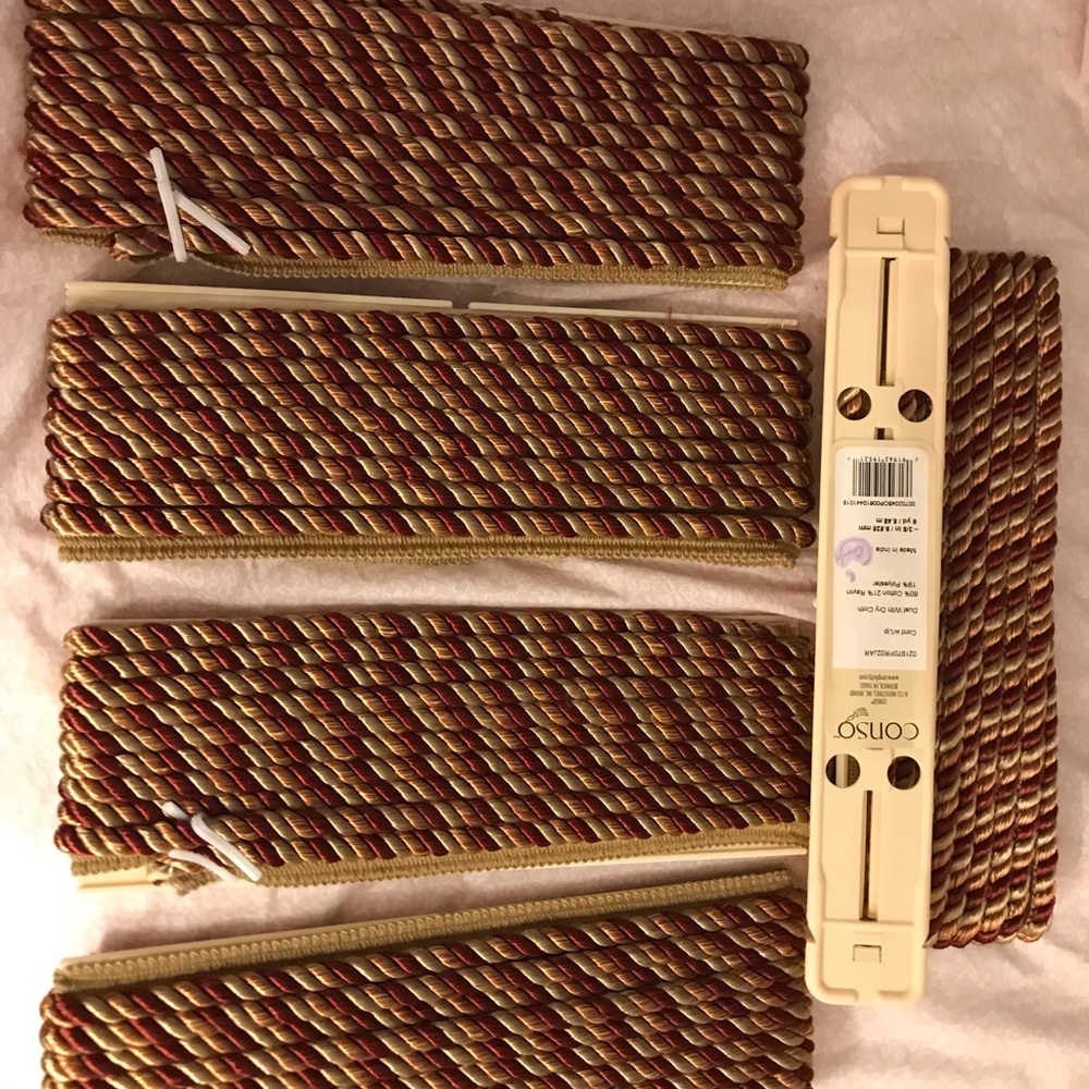 Simplicity Red and Gold Braided Curtain Tiebacks - Set of 6